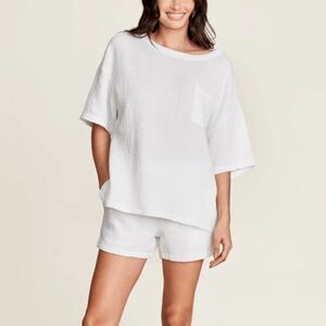 Barefoot Dreams NWT Malibu Collection Sun Soaked Crinkle Cotton‎ Tee & Short Set